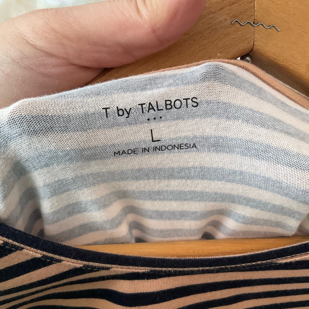 T by Talbots Brown and Black Stripped Shirt - Picture 5 of 8